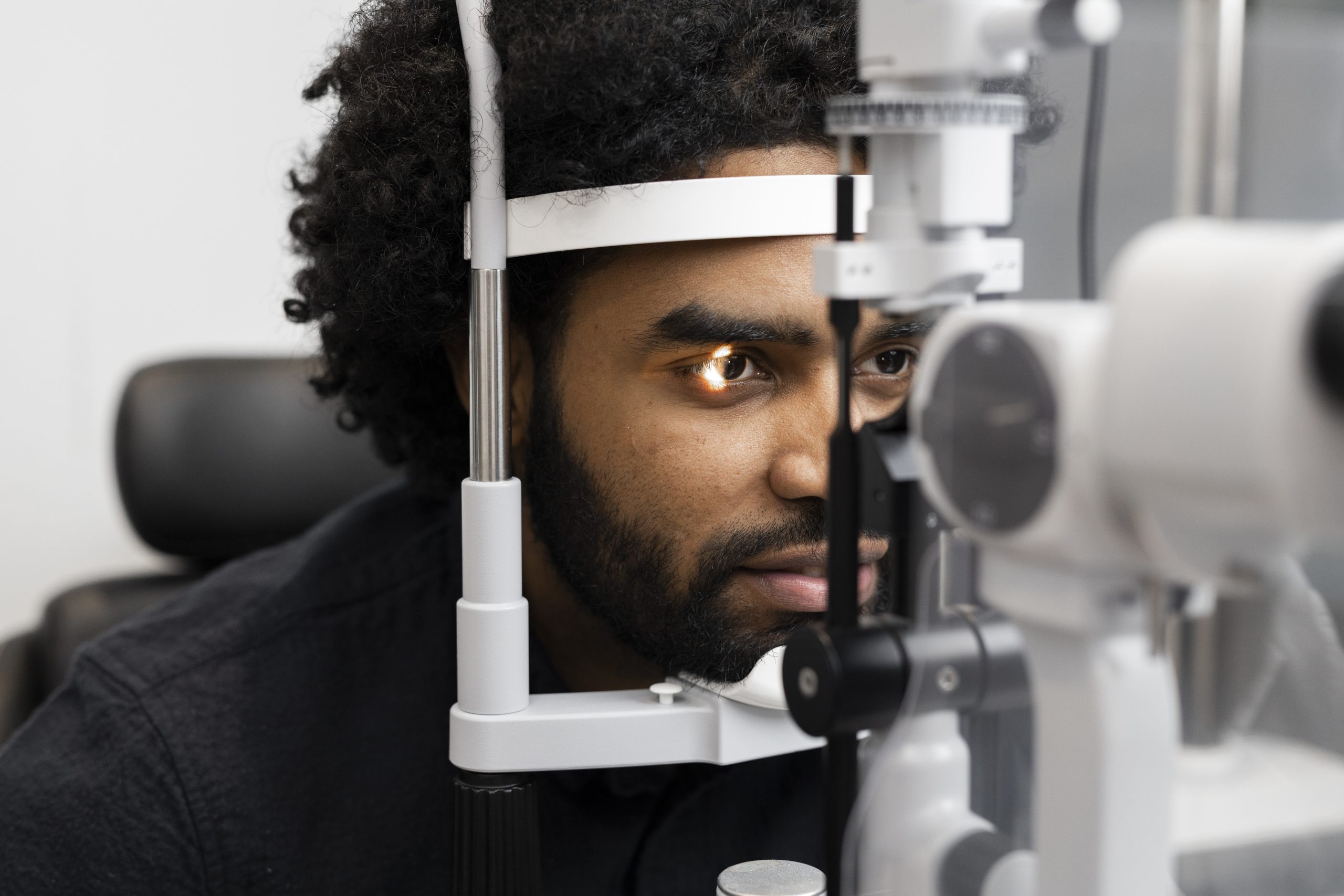 Eye examination for a young man