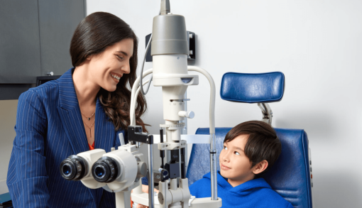 optometrist with child